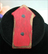 Red Birdhouse Brooch Vintage Pin Distressed Wood Double Level, Painted Handmade - £8.64 GBP