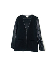 Silence + Noise UO Sherpa Faux Leather Jacket Front Pockets Black Size Small - £22.45 GBP