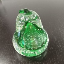 Pear Paperweight Controlled Bubbles Vintage Art Glass Figurine Height 3&quot; - £9.06 GBP