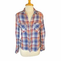 Women’s Cloth &amp; Stone By Anthropology Plaid Button Up Top Shirt - £11.53 GBP