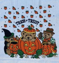 VTG Halloween Pumpkin Dish Hand Towel Royal Terry Washcloth Trick Or Treat Bears - £9.72 GBP