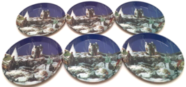 Tin Metal Christmas Coasters &quot;Snowy Village&quot; Lot of 6 - $5.44