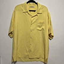 Tommy Bahama Mens Shirt L Yellow 100% Silk Hawaiian Short Sleeve Button-Up - £12.88 GBP