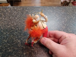 Resin Hand-Painted Santa With Reindeer In Orange  Feather Tutu Dancing T... - €21,41 EUR
