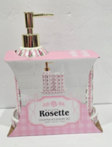 Maison Rosette Shabby Chic Pink Roses Dispenser Tray Tumbler Bathroom set - $49.99