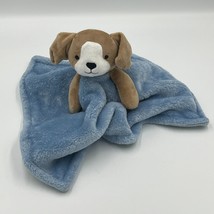 Carters Dog Brown &amp; Blue Security Blanket Lovey Doggie Puppy Plush 15&quot; - $16.44