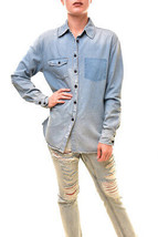 ONE TEASPOON Femmes Camicia Pocketless Solide Bleu clair Taille S 19210 - £41.49 GBP