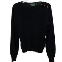 Lauren Ralph Lauren Black Knit Cashmere Sweater Womens Large Pullover Soft - £19.61 GBP