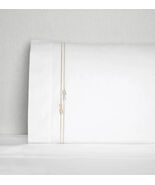 Sferra Squillo White Standard Pillowcases Grey Taupe Loops Embroidery It... - $2,755.69 MXN