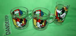 Disney Mickey And Minnie Mouse 3 Piece Glass Coffee And Juice Cups Mugs - £23.72 GBP
