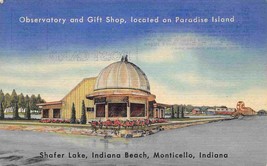 Observatory &amp; Gift Shop Shafer Lake Indiana Beach Monticello IN linen postcard - £5.45 GBP