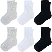 Boys&#39; Crew Socks 6 Pairs Cotton Athletic Socks For Toddlers Boys Girls(4... - £17.98 GBP