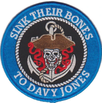 4&quot; Davy Jones Sink Their Bones Pirate Skull Anchor Round Embroidered Patch - £23.96 GBP