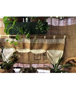 Natural Burlap/Lace/Muslin Valance/Curtain With Non Adjustable Tie Ups - £17.06 GBP