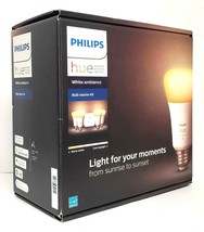 Philips - Hue White Ambiance A19 LED Bulbs Starter Kit - White #101 - £77.51 GBP