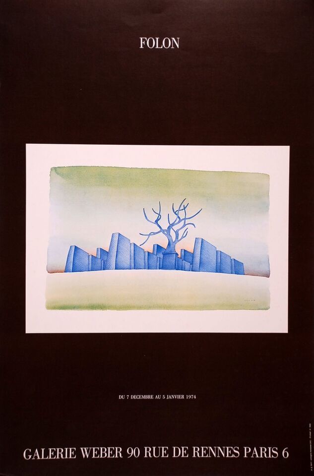 Jean-Michel FOLON Vintage Poster Galerie Weber Paris 1973 - $79.13
