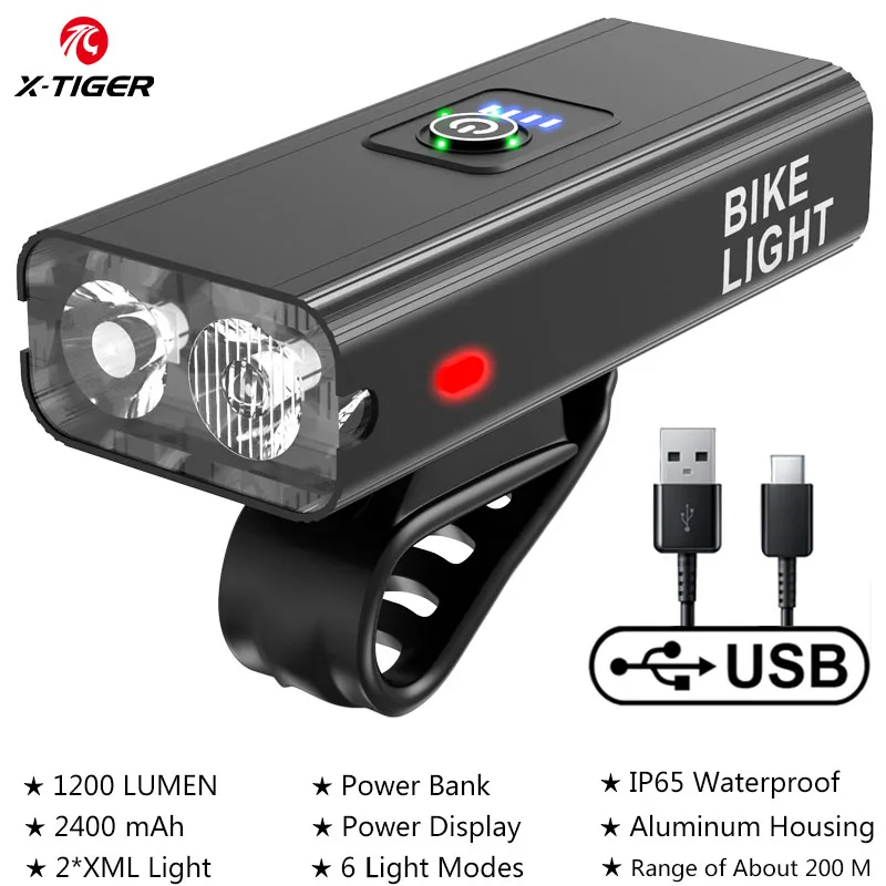 X-TIGER Bicycle Light Rainproof  Bike Flashlight USB Rechargeable LED 2400 Lumen - £115.37 GBP