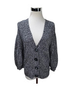 New J. Jill Black White Marled 3/4 Sleeve Cotton Blend Cardigan Sweater ... - £15.79 GBP