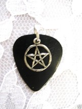 BLACK GUITAR PICK PENTACLE STAR CHARM PENDANT NECKLACE - $4.99