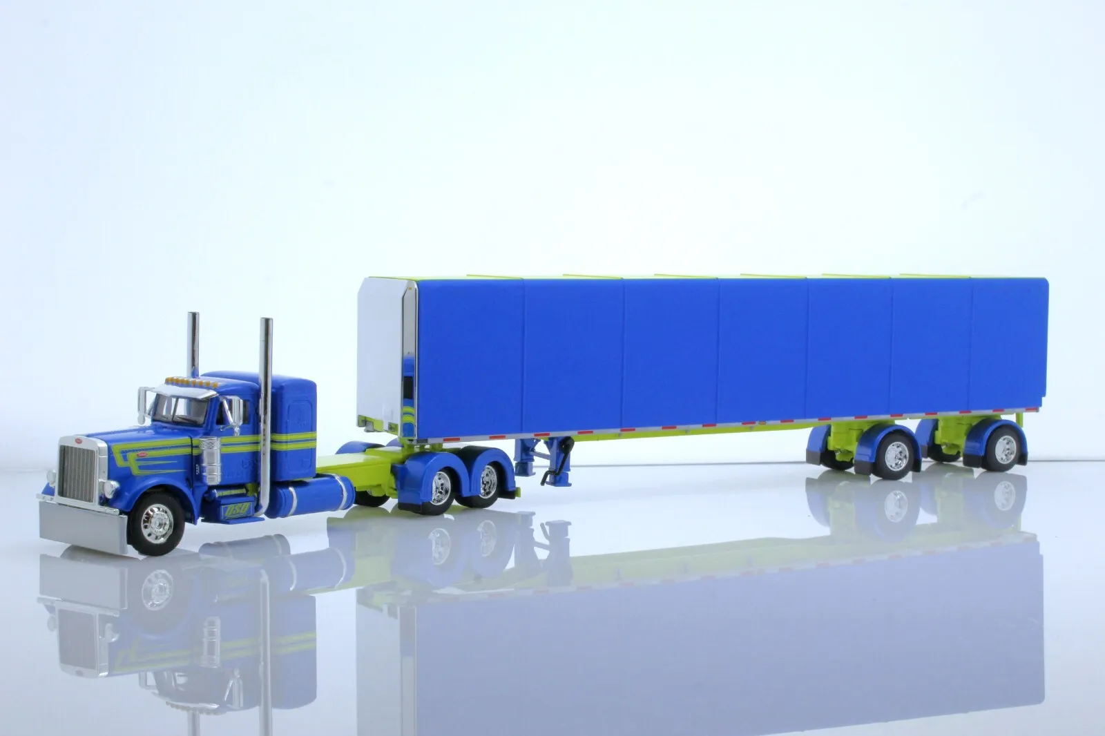 New Diecast Dcp Peterbilt 379 Tarp Side Box Truck Tractor Trailer 1:64 Diecast M - €291,62 EUR