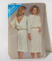 Butterick 80&#39;s Blouson Straight Dress A 8 10 12 Sewing Pattern #5348 UNCUT 1984 - £6.83 GBP