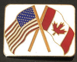 USA &amp; Canada Flag Vintage Brooch Style Pin Metal Enamel Lapel - $9.79