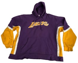 Mitchell &amp; Ness Lakers Fleece Hoodie 3XL Purple Gold NBA Pullover Stains... - $37.95