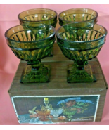 4 New Vintage Indiana Glass Mount Vernon Olive Green Sherbet Dish Origin... - £16.64 GBP