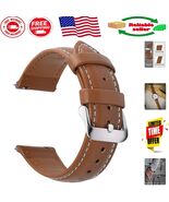 Adjustable 22mm Leather Watch Band in Brown with Silver Buckle, Quick Ch... - $473.33 MXN