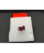 Red Cz black open back ring - Size 4 - $15.99