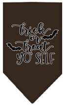 Trick or Treat Yo&#39; Self Screen Print Bandana Cocoa Small - £8.66 GBP