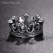 Vintage Gothic Crown Ring Men Women 316L Stainless Steel Punk Biker Ring Male Hi - £8.96 GBP