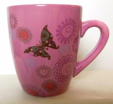Rose and Brown Butterfly and Flower Mug Russ 4&quot; - £12.66 GBP