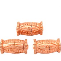 Bali Barrel Copper Plated Beads 21.5mm 18 Grams 3Pcs Approx. - £5.54 GBP