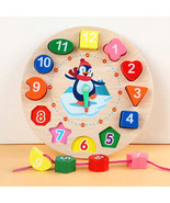 Wooden Clock Puzzle Interactive Time Learning Toy Set - £16.14 GBP