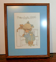 Make a Joyful Noise Finished Framed Embroidery 12&quot; x 15&quot; Precious Moments - $19.78