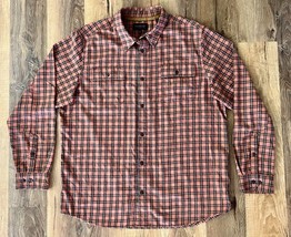 Brothers and Sons Men&#39;s Brown Orange Plaid Long Sleeve Button Down Shirt... - $29.70