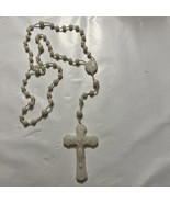 Jesus and Virgin Mary Plastic White Rosary Vintage - €10,92 EUR