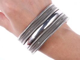 K Seng Vintage Cambodian Sterling silver cuff bracelet 7.75&quot; - £184.24 GBP