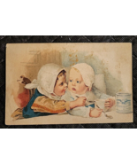 Victorian Trading Card Children Eating Eagle Brand Condensed Milk Recipes - £6.83 GBP