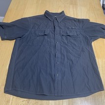 G.H. Bass Explorer Shirt Mens Large Blue Solid Outdoors Fishing Pockets ... - $11.73