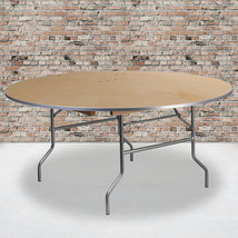 66RND Wood Fold Table-Met Edge XA-66-BIRCH-M-GG - £334.94 GBP