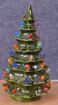 Vintage Christmas Tree Lighted Ceramic 9&quot; Bulbs Table Display Working - $29.69