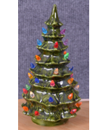 Vintage Christmas Tree Lighted Ceramic 9&quot; Bulbs Table Display Working - $29.69