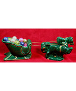 Mid Century Ceramic Christmas Sleigh &amp; Mercury Glass Ornaments - $45.59