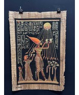 Egyptian Papyrus Painting: Akhenaten and Nefertiti and Child Offer Sacri... - $2,185.50 MXN