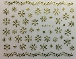 Nail Art 3D Decal Stickers Snowflakes Christmas Gold or Silver Holidays BLE131J - £2.62 GBP