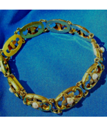Antique Art Nouveau Bracelet Unique Deco Solid 14k Gold 2 tone Links 6.5... - £3,335.42 GBP