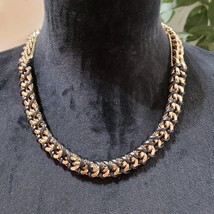 Womens Fashion Chain Link Leather Wrap Gold Tone Collar Necklace Lobster Clasp - £21.01 GBP