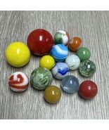 LOT OF 15 ORIGINAL VINTAGE VITRO AGATE MARBLES .61mm RED &amp; BROWN ANTIQUE JD - $459.67 MXN